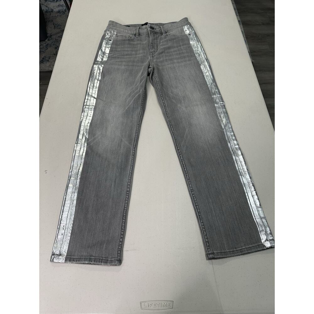 White House Black Market Jeans NWT Wmns Sz 4 Foil Stripe Straight Leg High Rise